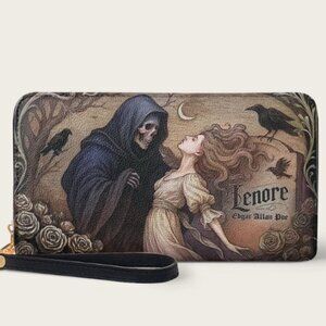 Edgar Allen Poe, The Raven, Lenore and Death, Women's Large Wallet